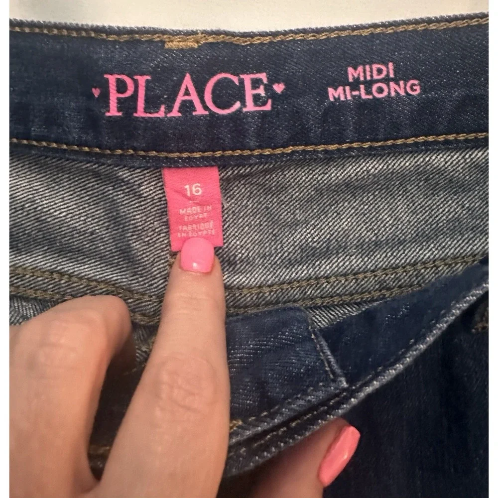 The Children's Place Girls Blue Denim Bermuda Shorts Size 16 Medium Wash Cuffed